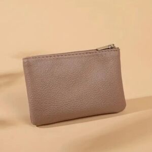 Tan vegan wallet faux leather zipper coin purse
